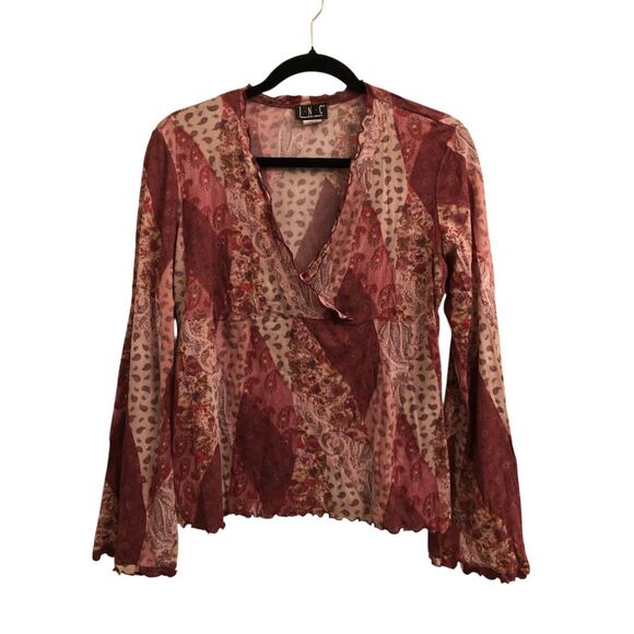 INC International Concepts Tops - Vintage INC Sheer Patchwork Boho Blouse Bell Sleeve Romantic Whimsigoth Fairy Gr